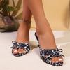 Summer New Fashionable Sexy Comfortable Slimming Shoes with Follow Up Round Headed Bow High Heels Casual Sandals for Women