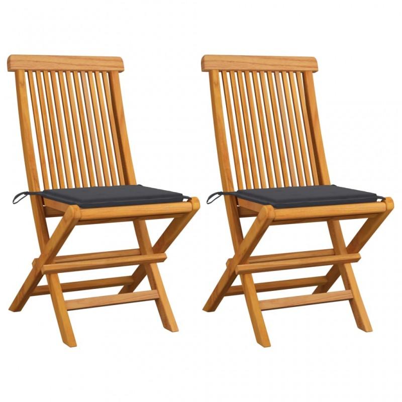 Day and Night - Day and Night Garden Chairs 2 Units with Anthracite Teak Wood Cushions