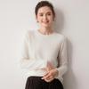 2026 Le Ka Sha Women's Pure Cashmere Round Neck Knit Sweater, 12-Gauge, Rolled Hem