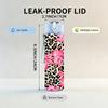 1PC Pink Floral Leopard Mixed Pattern Print 750ml Color Plastic Sports Water Bottle Leakproof Flip Straw Lid Suitable for Sports Office Home Use