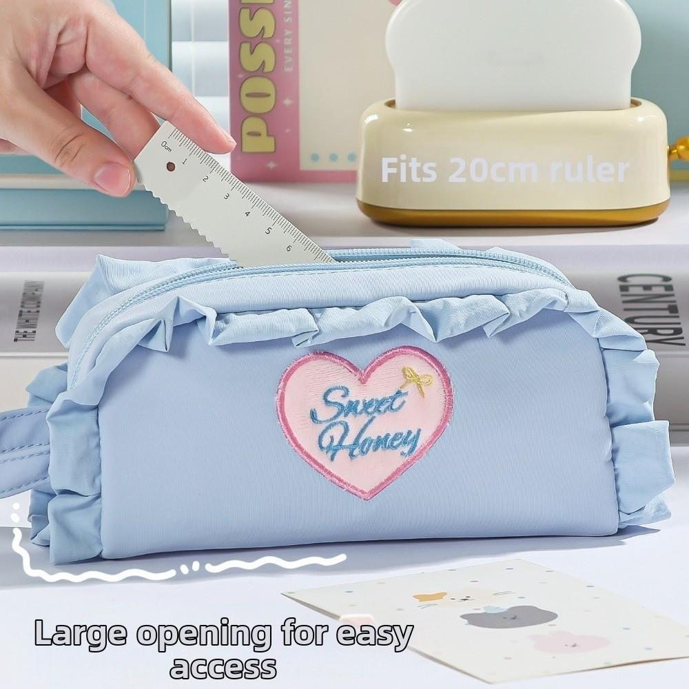 Love Heart/Flower Korean Style Pen Bag Y2k Print Cloth Stationery Bag Student Girl Boy