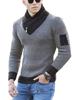 Herren Slim-fit Patchwork Strickpullover mit Schalkragen (Modell 2025)