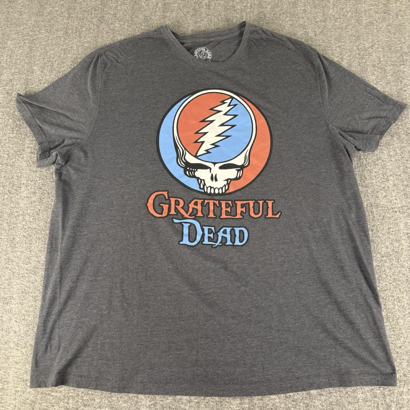 Grateful Dead Steal Your Face T Shirt 2XLT Gray Graphic Skull Band Tee S