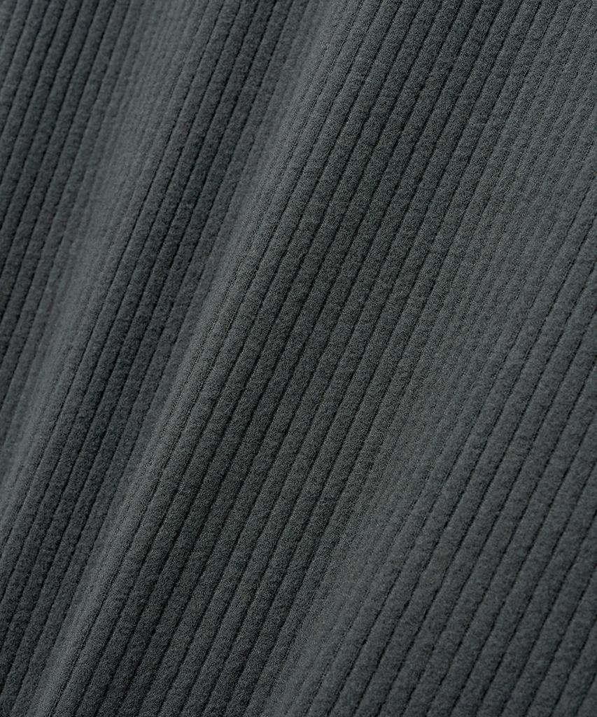 NOIRER Geripptes Henley-Langarm-T-Shirt (Dunkelgrau)