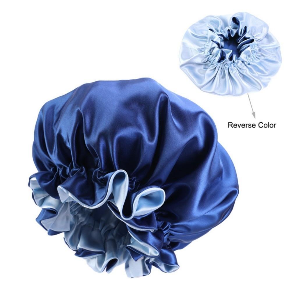 Reversible Wear Satin Sleep Bonnet Double Layer Bath Hair Cap Cosmetic Cap Hair Wrap Accessories
