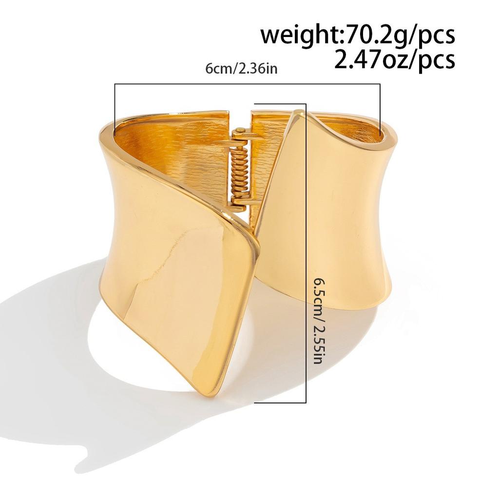 Exaggerated Design Metal Smooth Spring Wide Bracelet Bracelet Personality Punk Open Bracelet