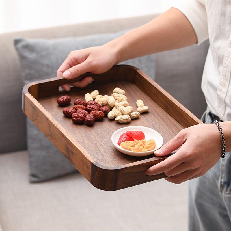 ZISIZ Black Walnut Wooden Serving Tray