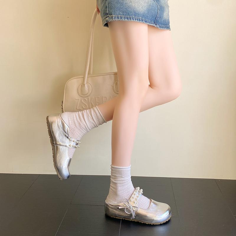 CRLAYDK Shoes for Women Casual Slip On Pearl Loafers Ladies Mary Jane Lightweight Leather Dress Mules Driving Mocs for Lady