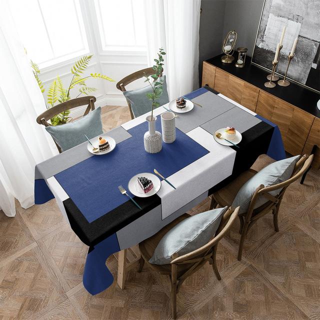 Față de masă impermeabilă cu model mozaic galben, artă abstractă, decor nuntă, runner de masă, decor cafea/cină, husă de masă