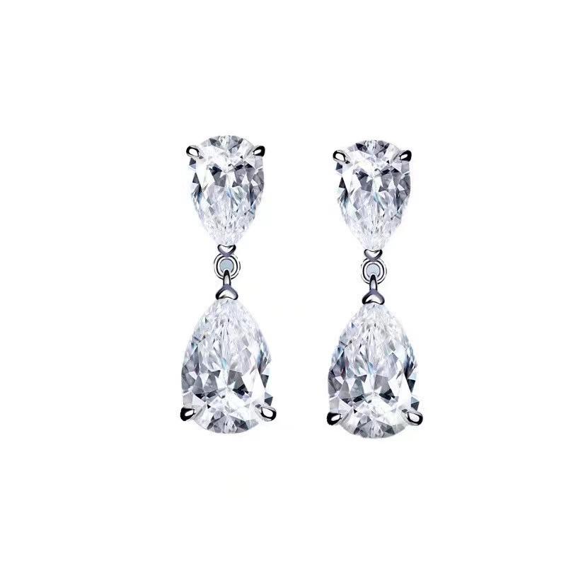 2023 Moissanite Teardrop Earrings: Shiny Zircon, European & American High-End Women's Fashion