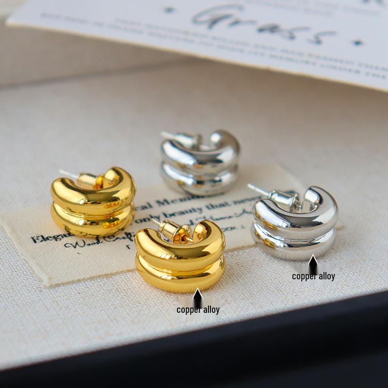 Chic C-Shaped Earrings: Retro Luxe, Simple & Versatile European/American Design with 925 Silver