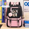 Korean Style Printed Canvas Backpack for Students Fashionable Youth School Bag Trendy Casual Commute Shoulder Bag