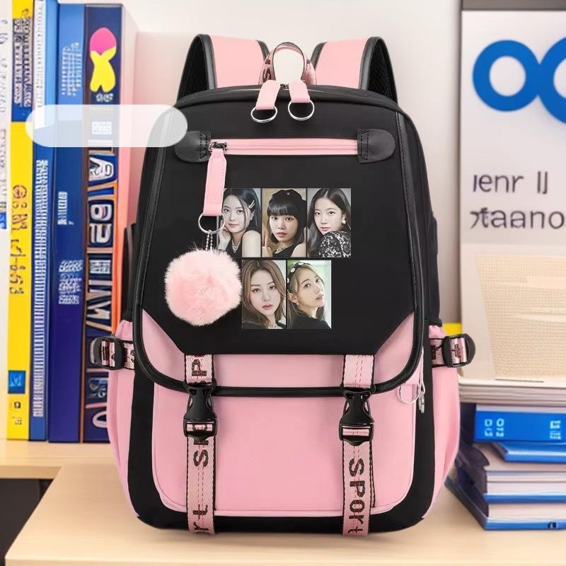 Korean Style Printed Canvas Backpack for Students Fashionable Youth School Bag Trendy Casual Commute Shoulder Bag KTB