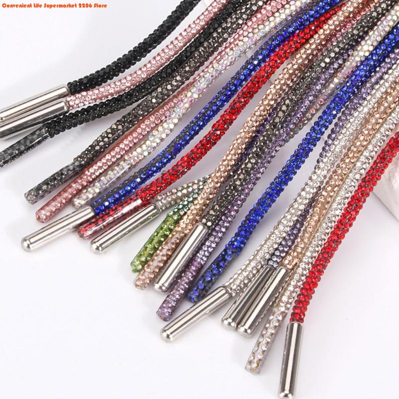 2Pcs Rhinestones Shoelaces 140cm Glitter Round Laces Shining Crystal Shoe Lace Strings Drawstring Cords Replacement