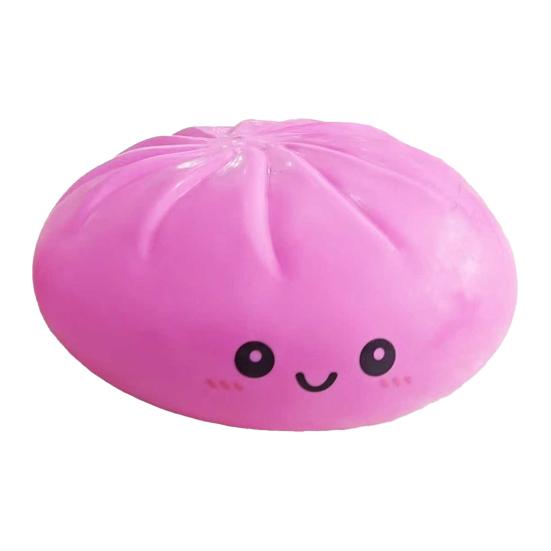 Smiling Steamed Bun Stress Ball with Steamer Anti-Anxiety Cartoon Dumpling Squeeze Toy Soft Simulated Dough Ball Fidget Sensory Toy