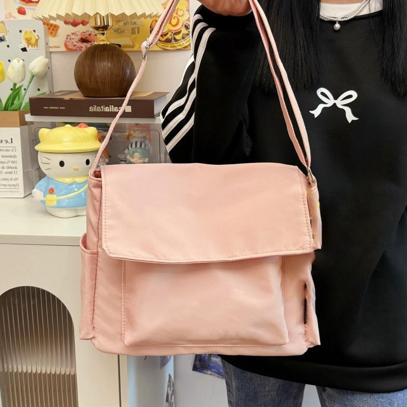 

Solid color simple casual crossbody bag large capacity Japanese literature and art versatile shoulder bag youth campus student tote bag