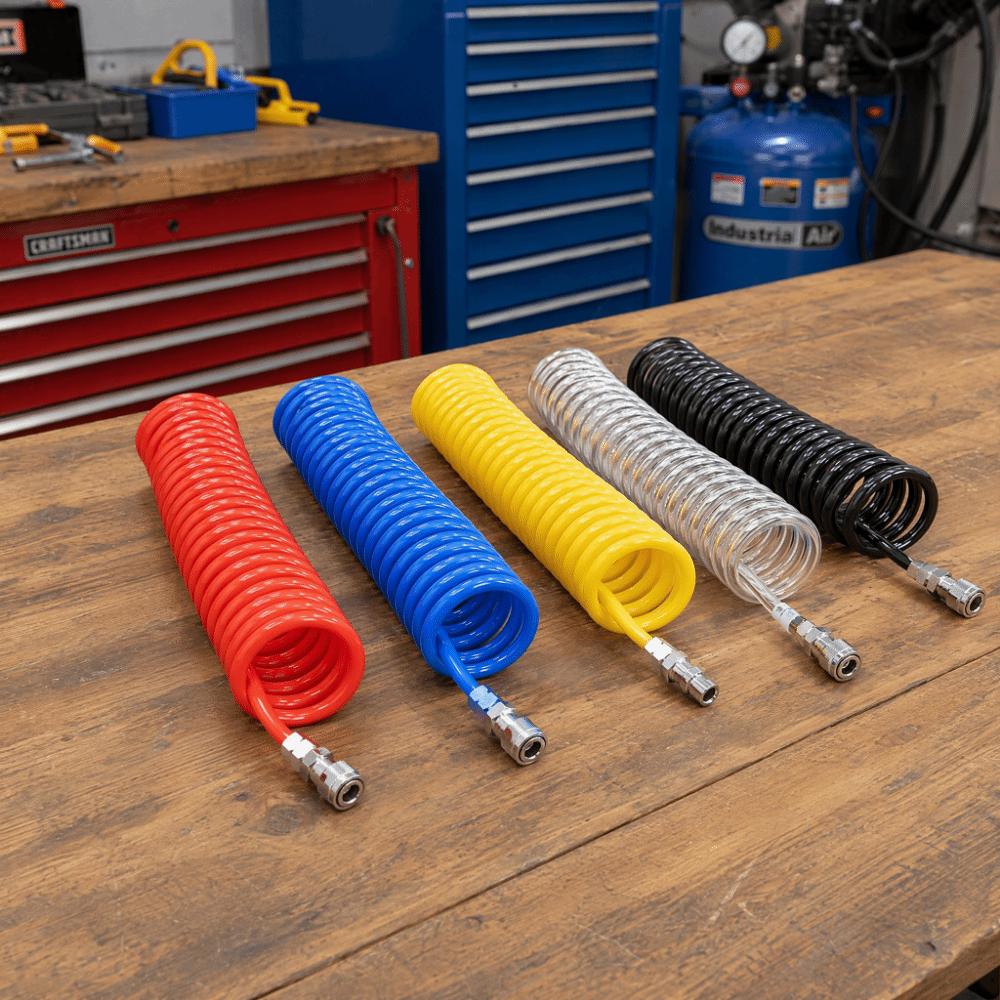 3/6/9m PU Recoil Air Hose SP20-PP20 Quick Connect Fittings Pneumatic Spiral Hose Air Compressor