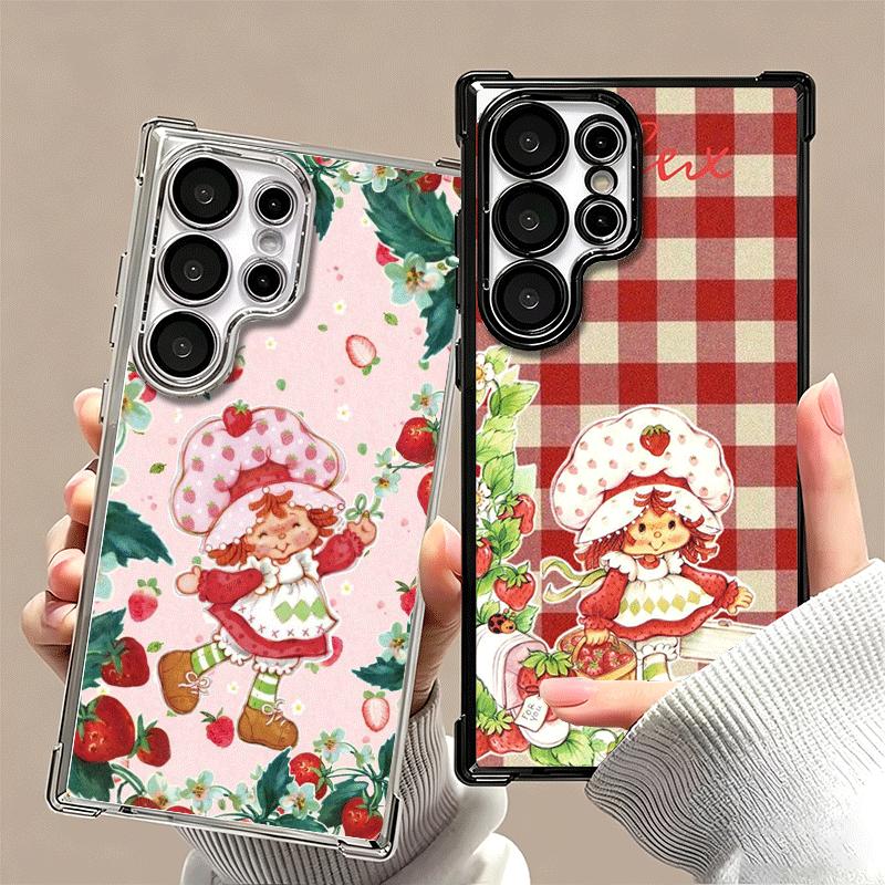 Strawberry Sh-SHortcake Soft Phone Case For Samsung Galaxy S26 Ultra S25 Edge S24 FE S23 Plus S22 S21 + S20 Plating Anti-Fall Fu