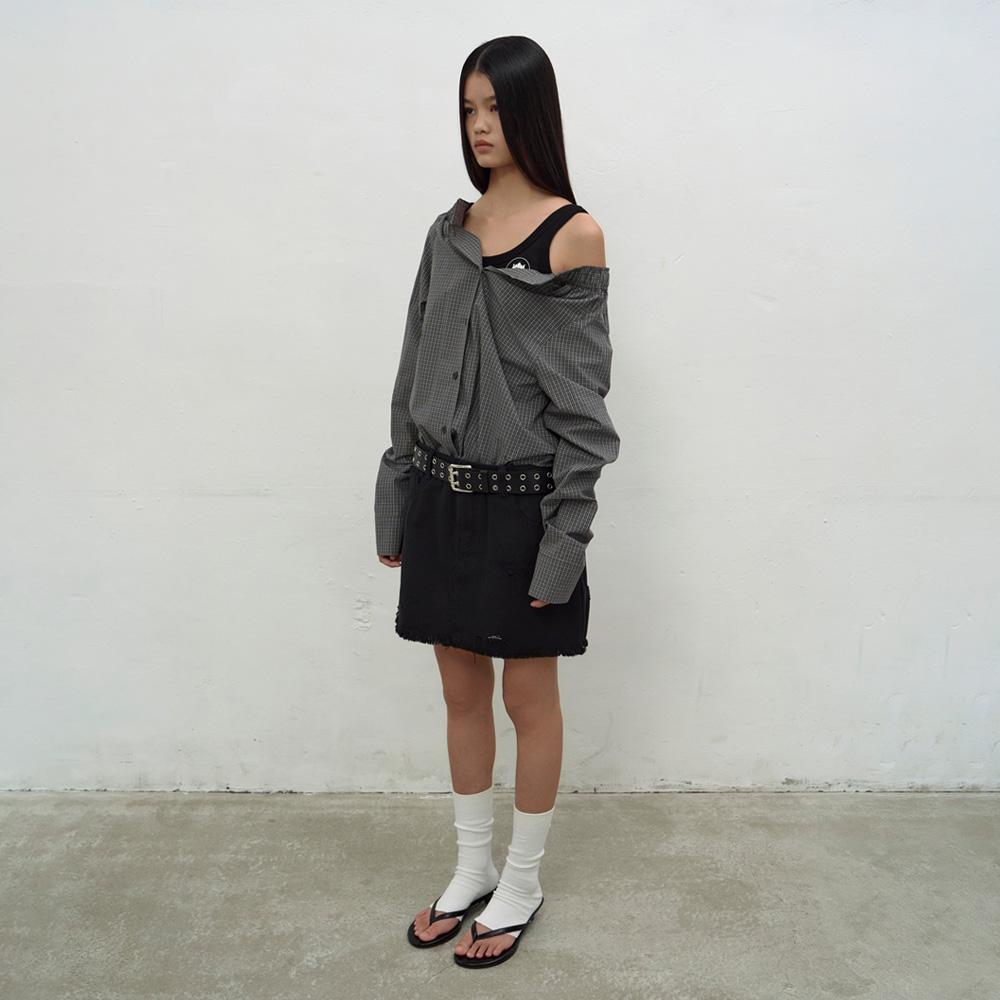 Lcdc Tm Checked Button-Up Skirt (Grey)