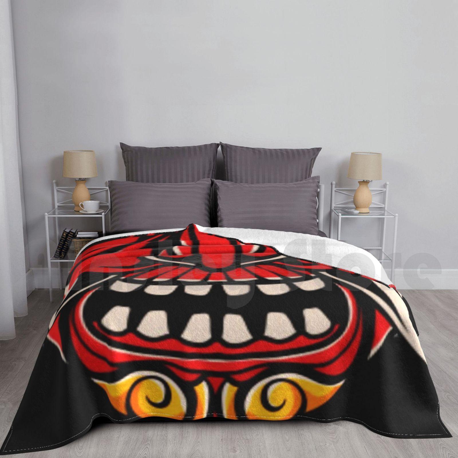 Blanket Japanese Oni 2321 Japanese Demon Oni Black White Old New Curren Size: 75*100cm, Weight: 230 GSM