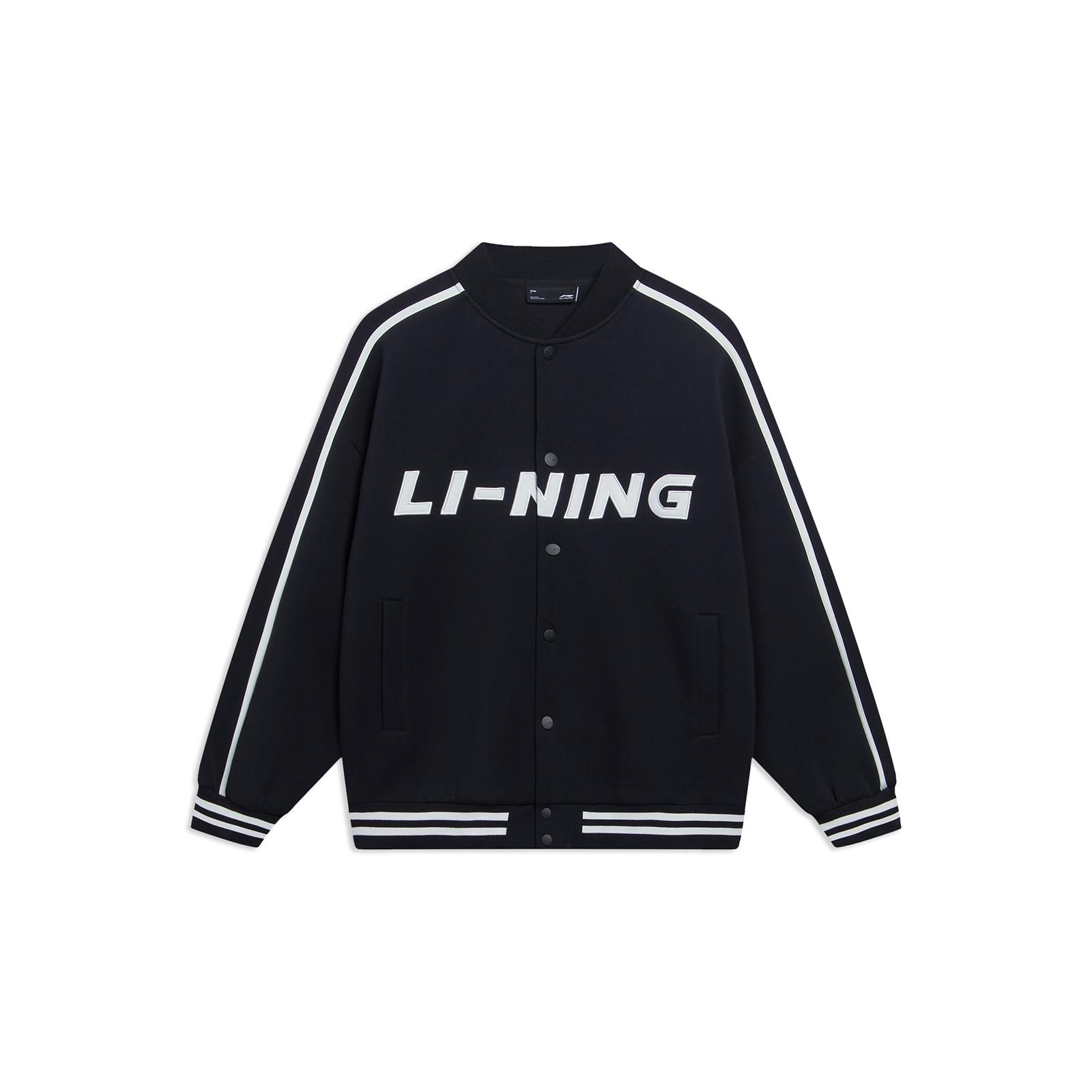 Li-Ning Striped Graphic Baseball Jacket Black White Men s AWDT545-2 XXL