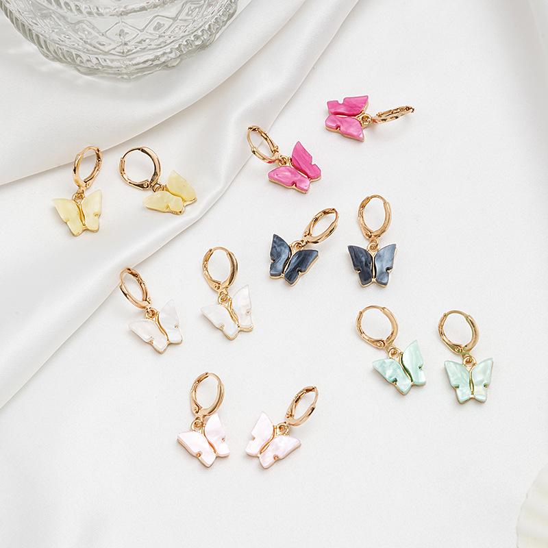 

Colorful Korean Butterfly Ear Cuff Acetate Earrings for Women розовый