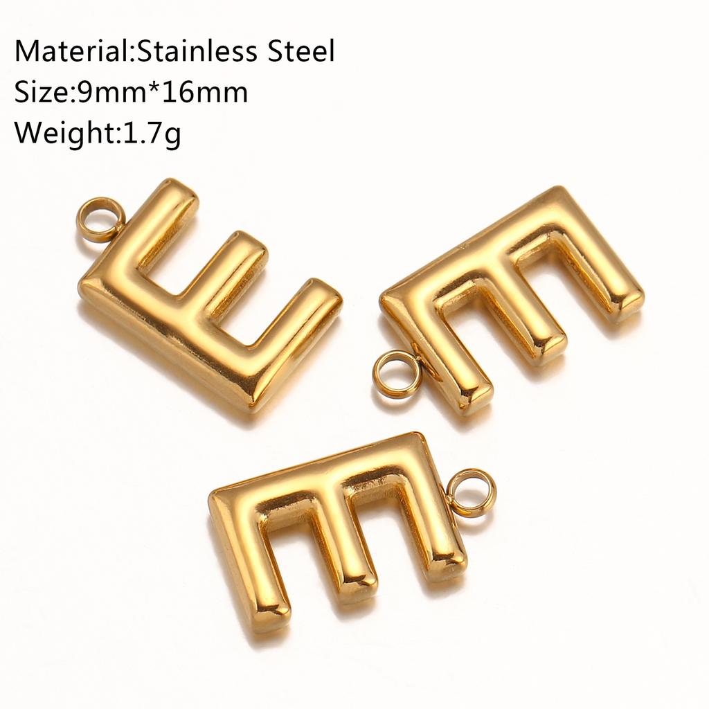 3Pcs Initial Charms 3D Stainless Steel English Letter Pendant 18K Gold Color PVD Plated Bubble Alphabet Charm DIY Jewelry Making