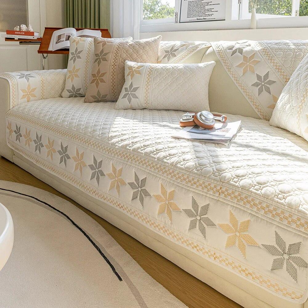 

Вышитое диванное полотенце, наволочка, полиэстер, хлопок, подушка для дивана, противоскользящая, износостойкое, с рисунком снежинки, покрывало для дивана, одеяло 70x70cm 1pcs