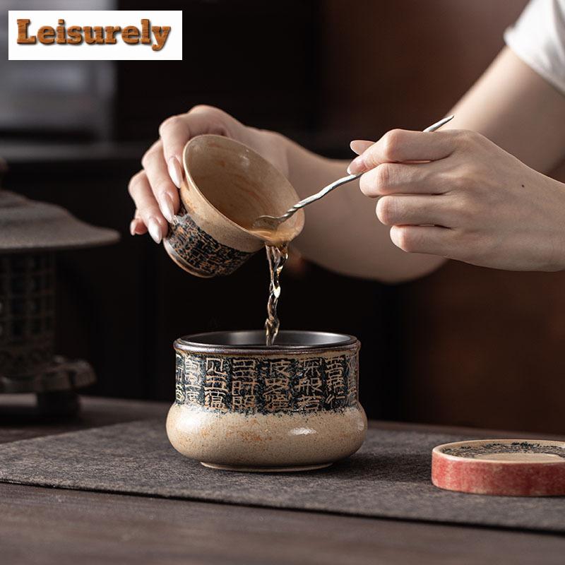 Dunhuang Dragon Girl Handwritten Sutra Jianshui Washing Cup Bowl Tea Garbage Can Household Chaxi Tea Items Accessories Craft