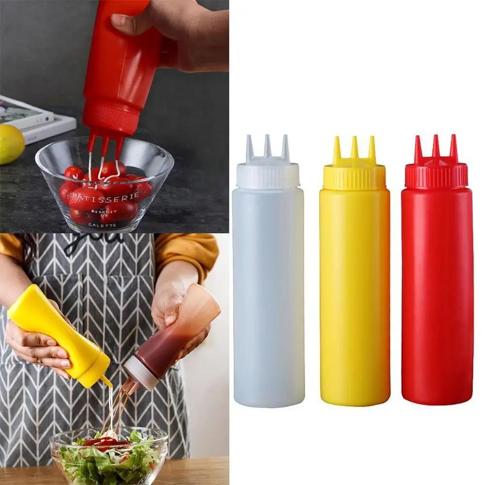 New Plastic Squeezing Sauce bottle Graduated Squeezable Squeeze Bottles Tableware Salad Jam Container