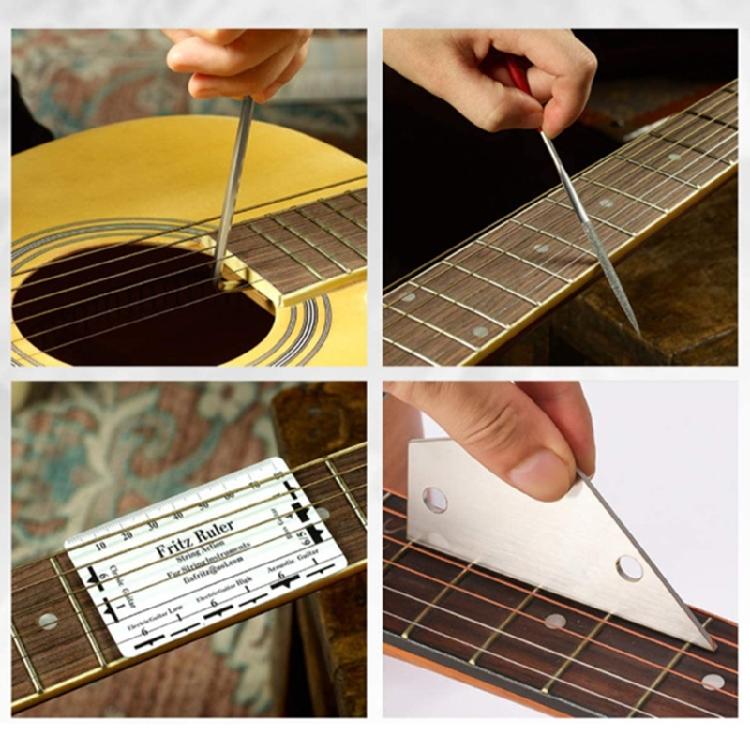 25Pcs Guitar Repairing Tools Setup Kits Professional Maintenance Tool with Ruler Gauge Measuring Tool Wrench Files