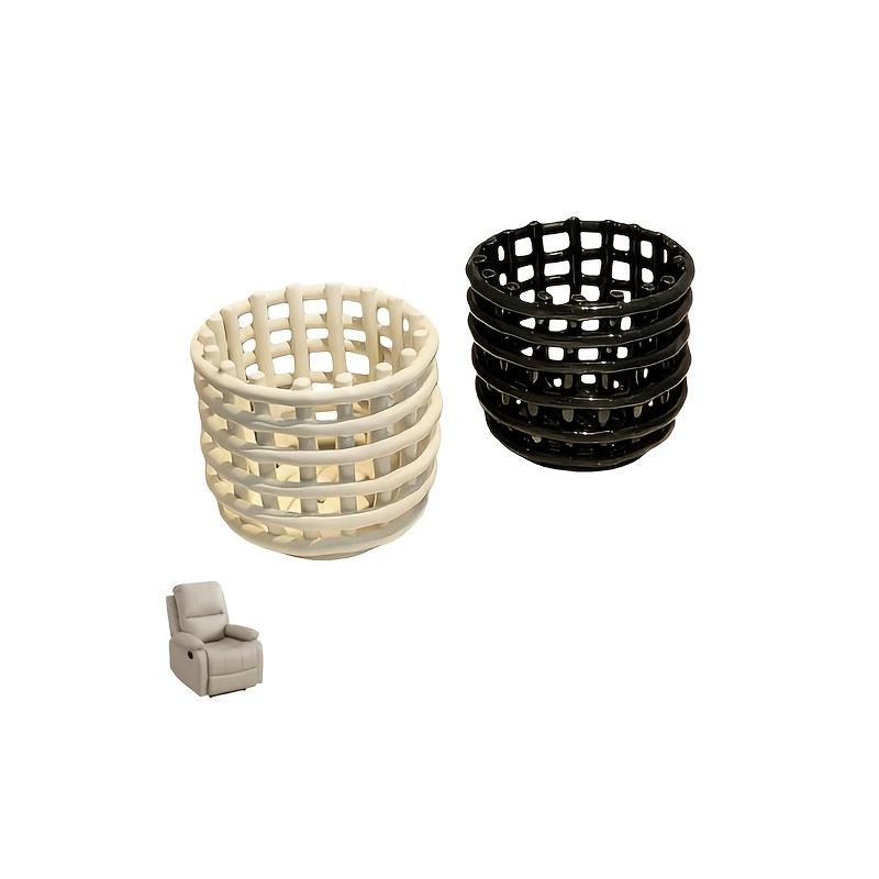 

2PCS Woven Pattern Desktop Storage Box, Hollow Portable Resin Storage Cylinder, Cosmetics/stationery/jewelry Finishing Box.