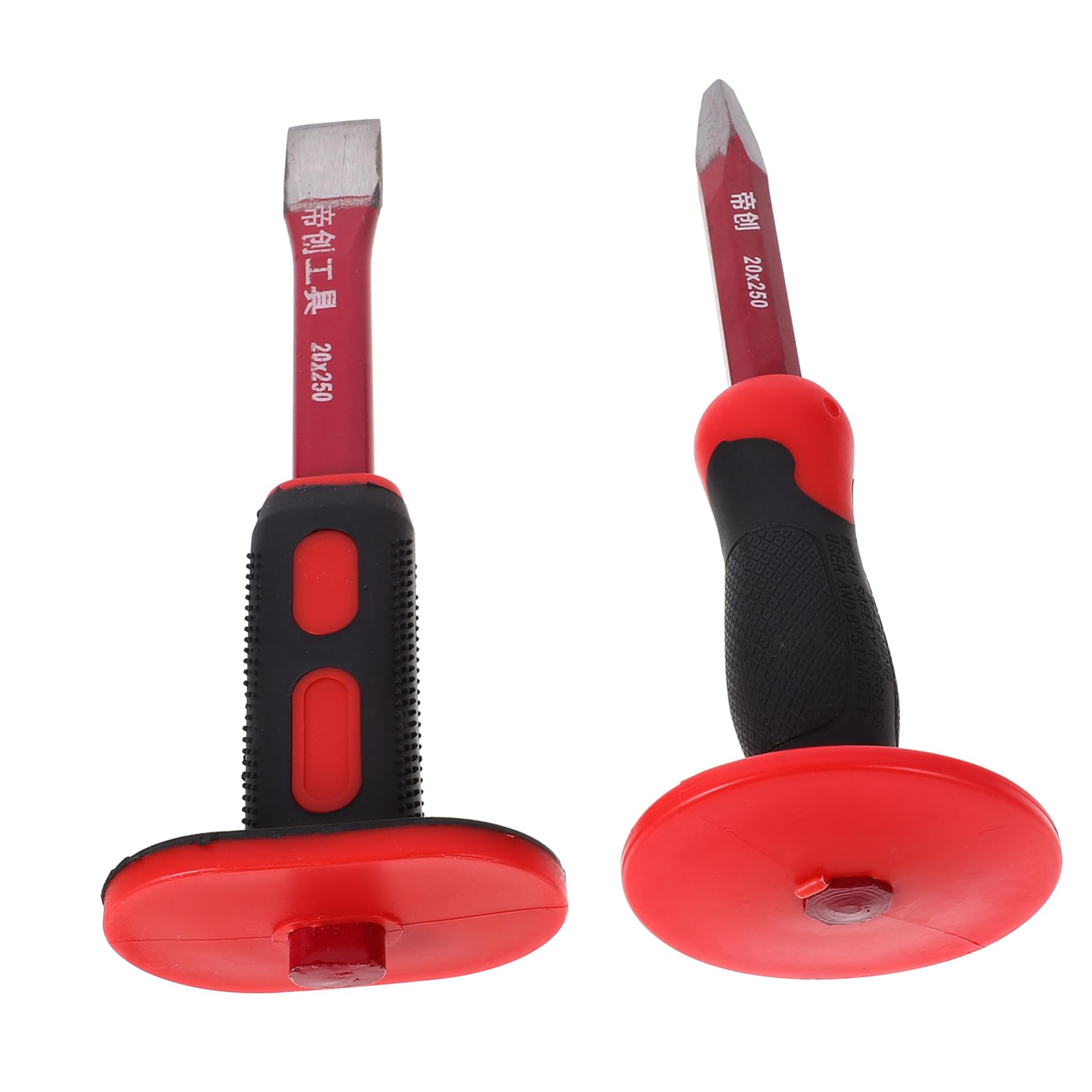 

SOLUSTRE Wide Guarded Flat Chisel with Tungsten Lock and Handguard for Carving and Chrome Vanadium Steel Half-Circle Rock, Concrete, Brick,