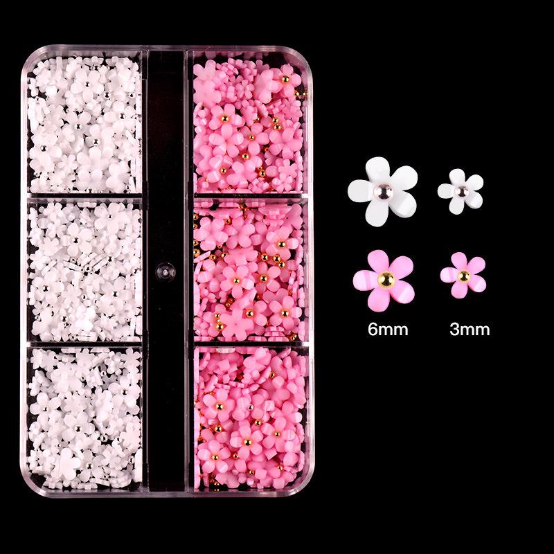 Макарон 3D Смола Пятилепестковый Цветок Меняющий Цвет Дизайн Ногтей с Мелкими Стальными Бусинами