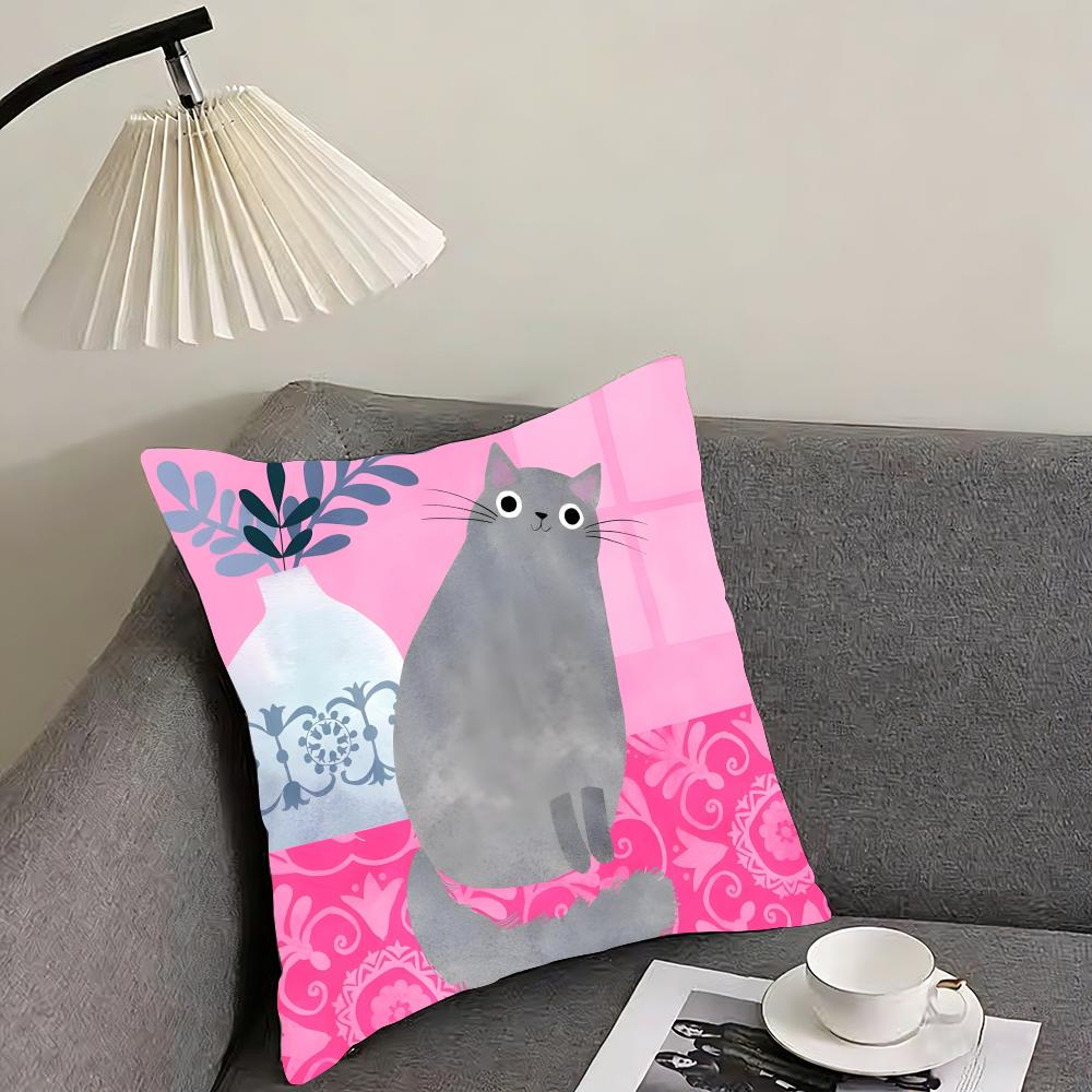 Cat Cute Cushion Cover Pillowcase Ultra Soft Skin Friendly Fabric Cloud Like Comfort  Concealed Zipper