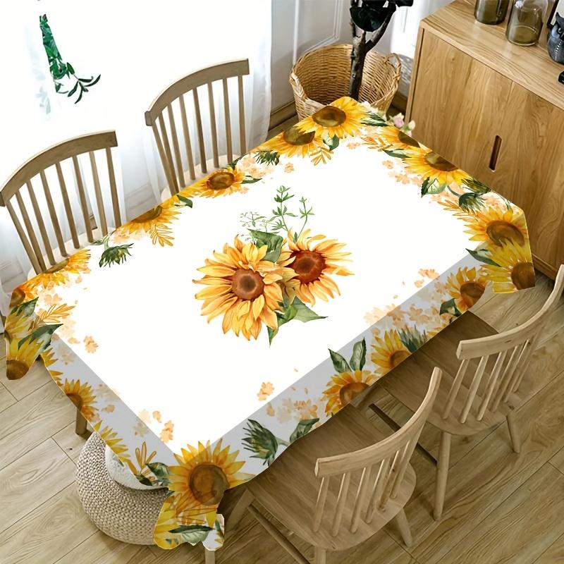Spring Sunflower Print Rectangle Tablecloth for Table Decor Summer Yellow Floral Kitchen Dining Table Cloth Wedding Decorations