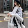 Fox Fur Knitted Cape Cape With Geometric Fur Fur Shawl Jacket Women