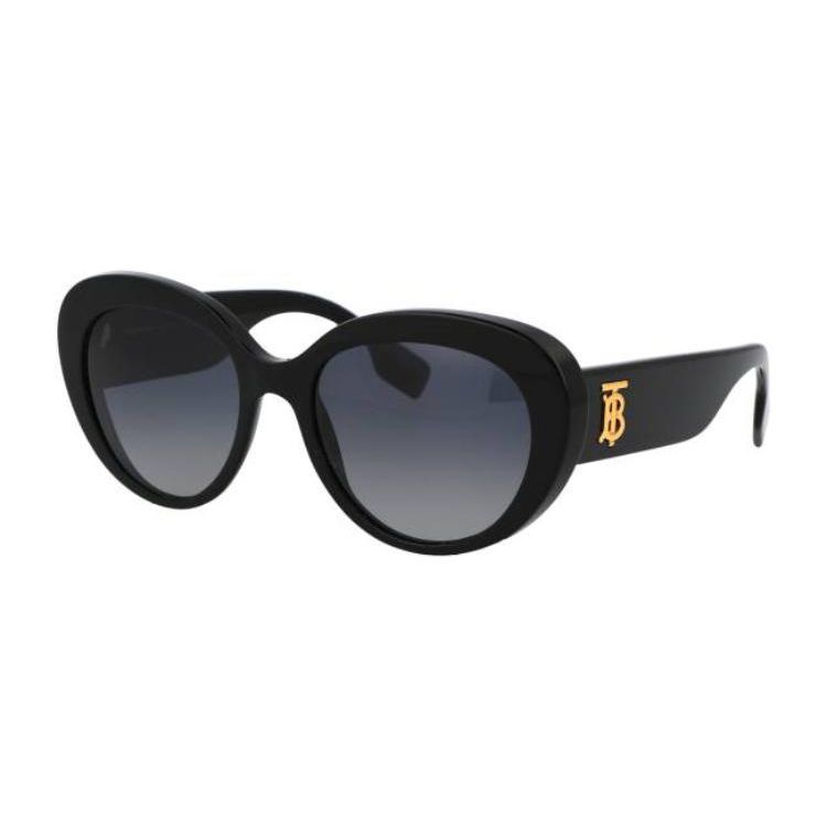 Burberry Side Gold Logo Cat Eye Acetate Sunglasses Unisex sunglasses Black 0BE42983001T3 Black,54