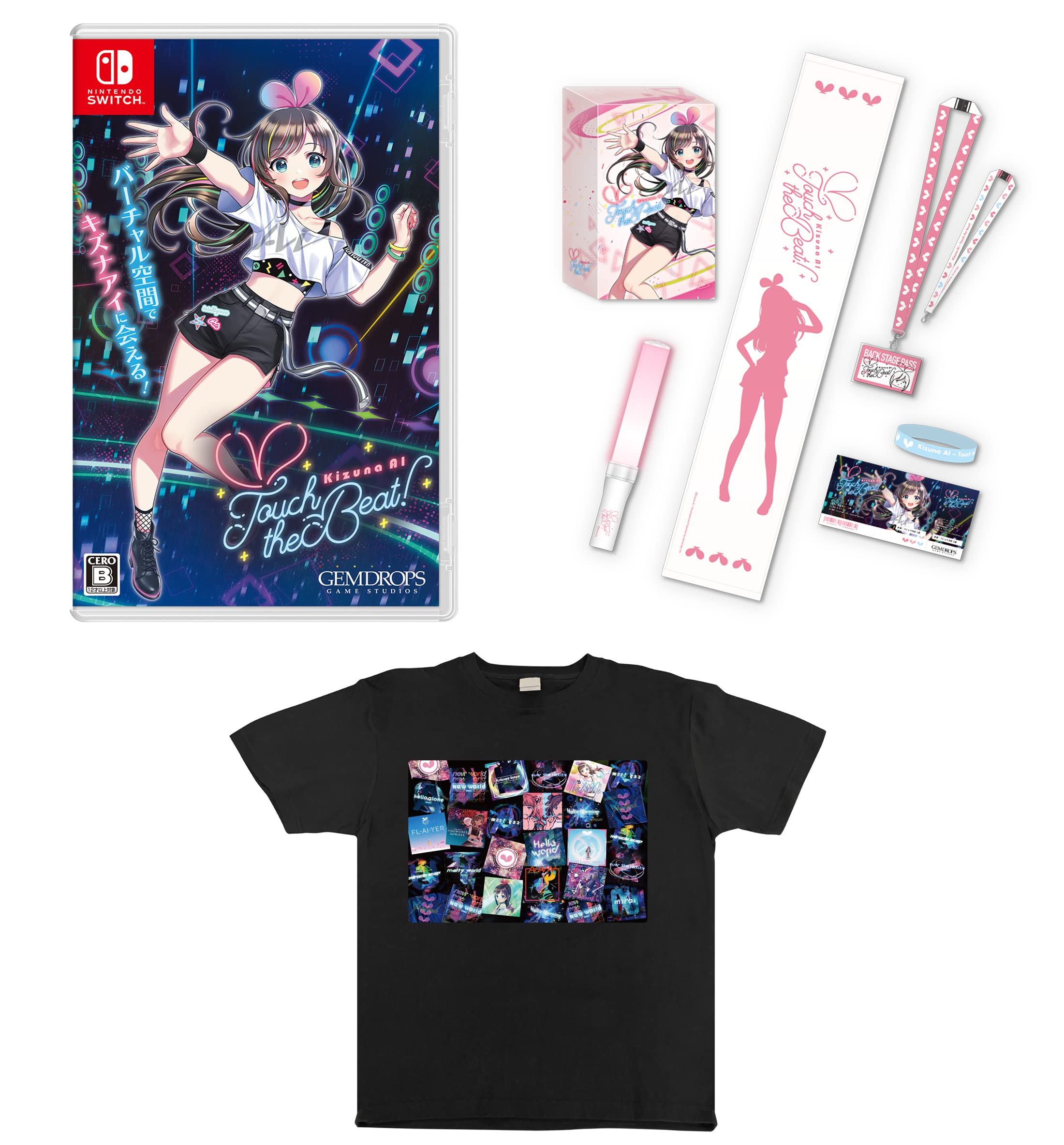 Kizuna AI Touch the Limited Edition Включает оригинальный шарф-трубу Switch Special, специальный силиконовый брелок и билет на концерт не может быть - Beat! розовый