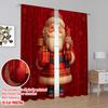 2 Stück, 2D-Flachdruck Vorhang Beliebter Weihnachtsmann und Geschenke 100% Polyester (ohne Stange) Dekorationen Außen Perfekt für Wohnzimmer