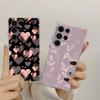 S25FE Case For Samsung Galaxy S26 S25 S24 S23 Ultra S20 S21 FE S22 Plus S26Ultra Phone Cover Pink Glitter Hearts Love Grass Leaf