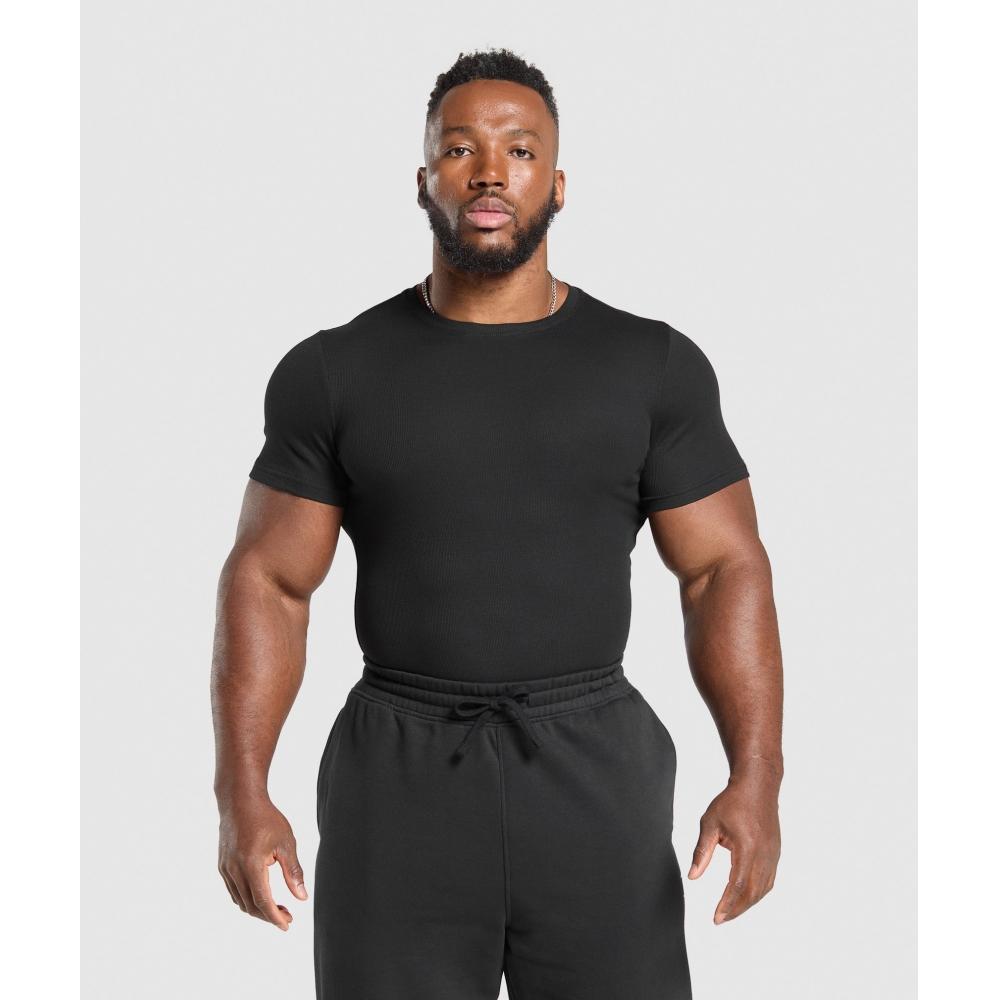 

Gymshark Ribbed T shirT Black a2b5T Bb2j 3XL