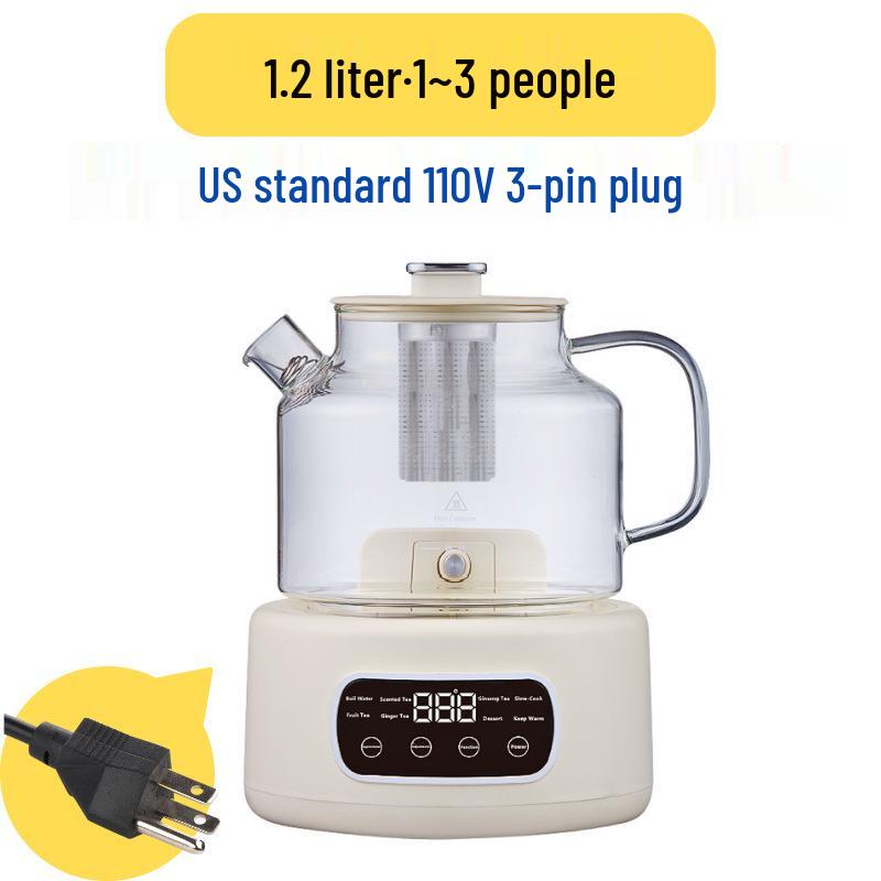 110V Glass Tea Kettle: Health Pot for Office and Home, Compatible with US, European, and British Standards.