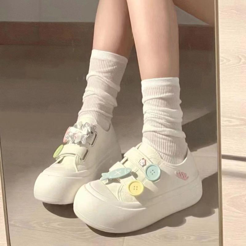 White Deer Niche Original Velcro Big-headed Shoes for Women's New Autumn Ugly Cute Thick-soled Little White Shoes for Women
