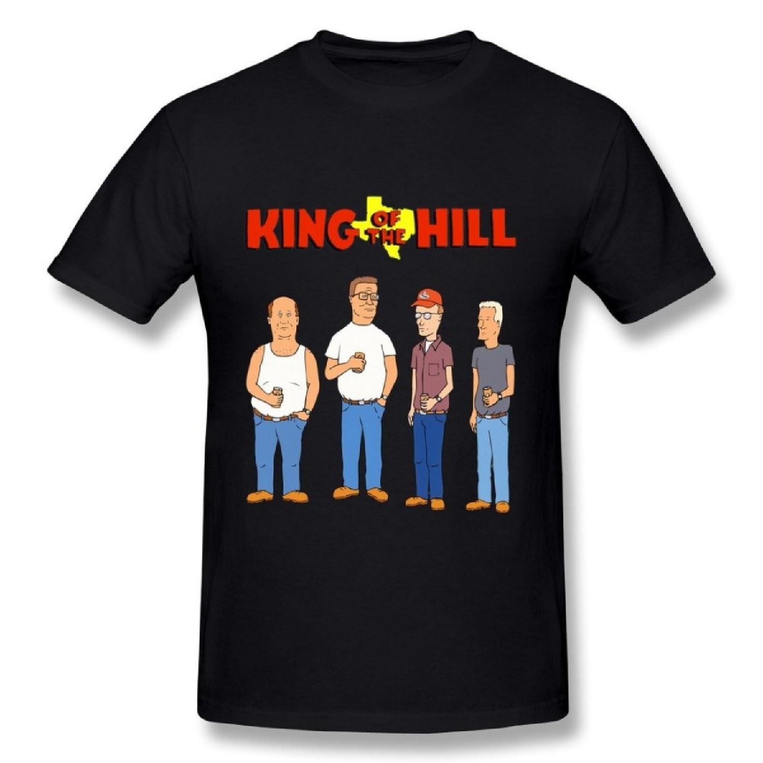CaiTian Men s King Of The Hill T-Shirt - Funny Tees Black US Size S S