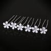 Metal Bridal Hairpin U-shaped Rhinestone Hair Clip Elegant Crystal Flower Hair Fork  Wedding
