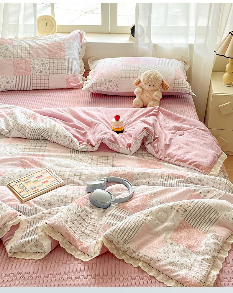 2026 New Cloud Feeling Puff Cotton Small Fresh Lace Bed Cover Bed Sheet Style Summer Quilt - Summer