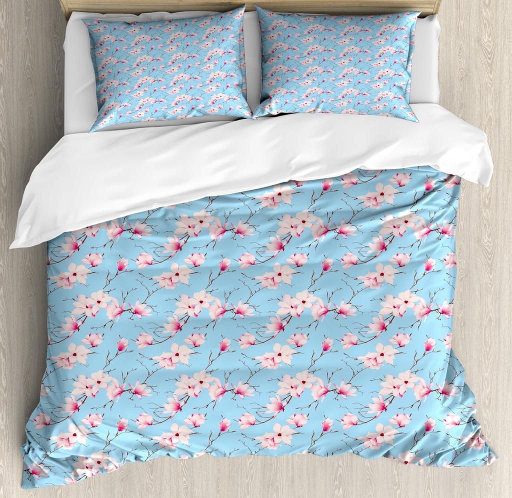 Comforter Plant White Magnolia Flower Art Bedding Set Suitable For Children Adult Bedroom Decoration