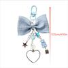Cute Sweet Bear Bow Heart Keychain Pendant with Star Charm Phone Chain Backpack Keyring Girly Bag Hanging Ornament Gift