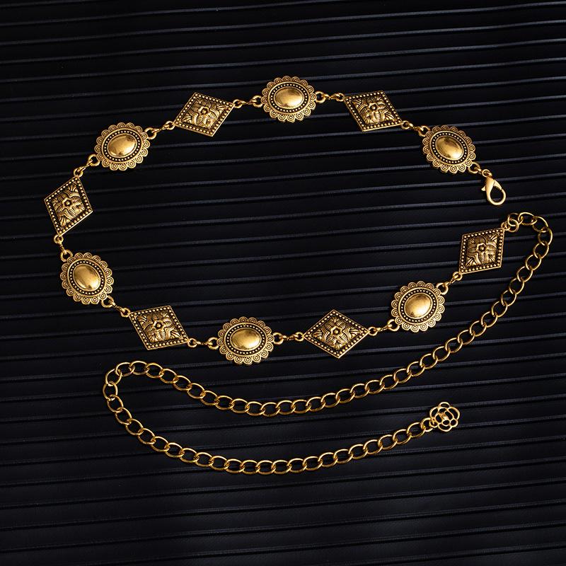Adjustable Metal Disc Waist Chain Women'S Skirt Accessories Belt Versatile Sweater Chain Bohemian Skinny Waist Seal